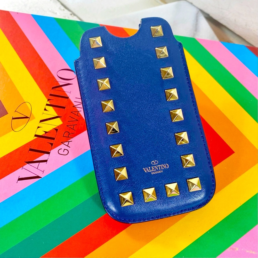 Valentino Garavani Navy Rockstud Cardholder